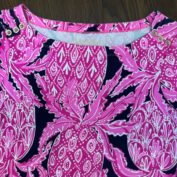 Lilly Pulitzer Sophie Dress 3/4 Sleeves Bright Pink & Navy in Coco Safari Sz Sml - Picture 6 of 15